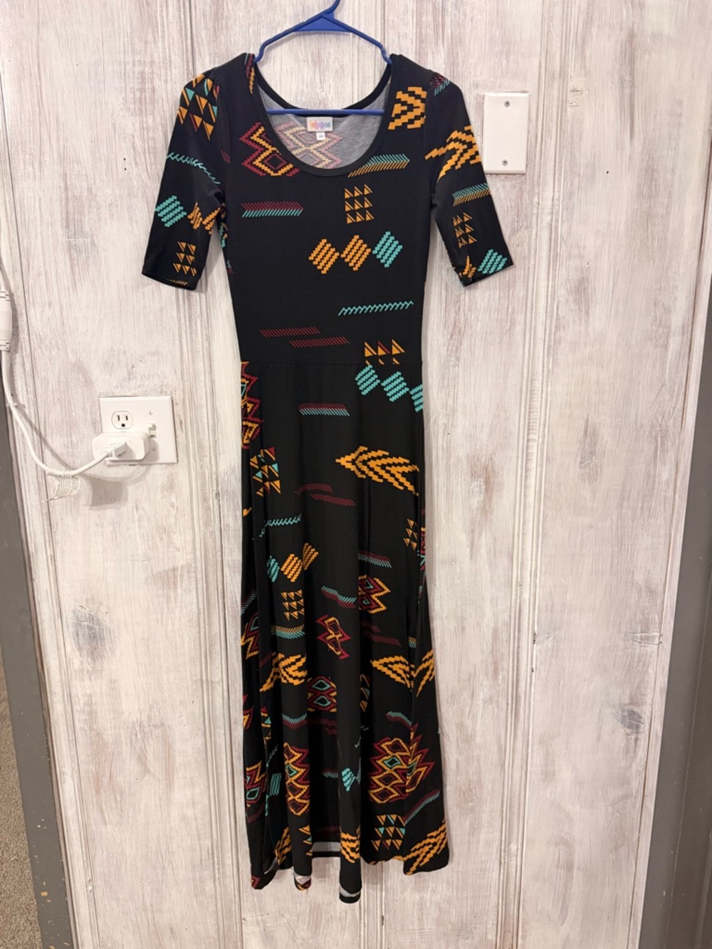 LuLaRoe XS Black Aztec Print Maxi Dress - Picture 3 of 7
